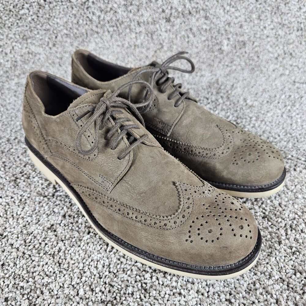 Tods Brogue Shoes Mens Size 8 Brown Leather Wingtip Italian Round Toe